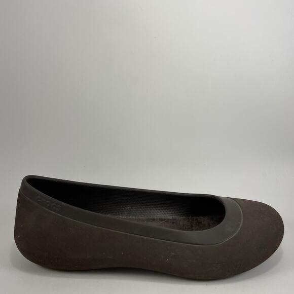 Crocs Mammoth Lined Flat Womens Size 7 Brown Rubber Slip On Workwear - Picture 1 of 9